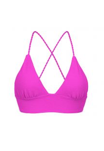 Sujetador de bikini cruzado, sin varillas, rosa magenta, tiras cruzadas - TOP ST-TROPEZ-PINK TRI-COS