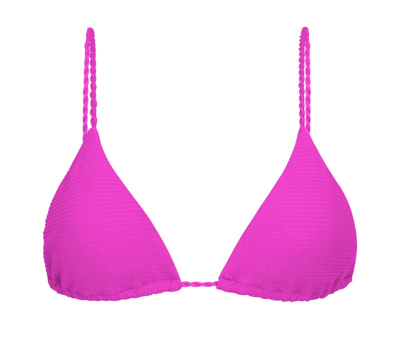 Magenta pink triangle top with twisted ties - TOP ST-TROPEZ-PINK TRI-INV