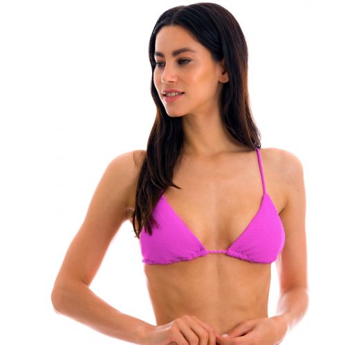 Magenta pink triangle top with twisted ties - TOP ST-TROPEZ-PINK TRI-INV