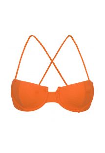 Top de bikini balconet naranja con textura y tirantes cruzados - TOP ST-TROPEZ-TANGERINA BALCONET