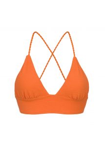 Sujetador de bikini brasileño de color naranja, texturizado, sin varillas, tiras cruzadas - TOP ST-TROPEZ-TANGERINA TRI-COS