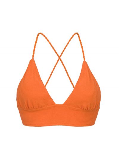 Textured orange crossed bralette bikini top - TOP ST-TROPEZ-TANGERINA TRI-COS