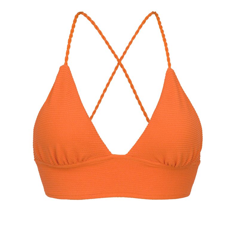 Textured orange crossed bralette bikini top - TOP ST-TROPEZ-TANGERINA TRI-COS