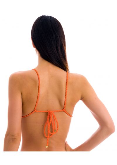 Orange textured triangle top with twisted ties - TOP ST-TROPEZ-TANGERINA TRI-INV