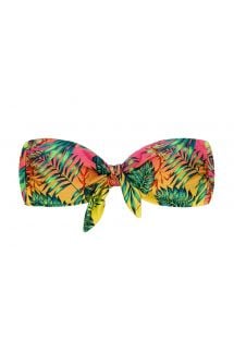 Colorful tropical print bandeau bikini top with a knot - TOP SUN-SATION BANDEAU-NO