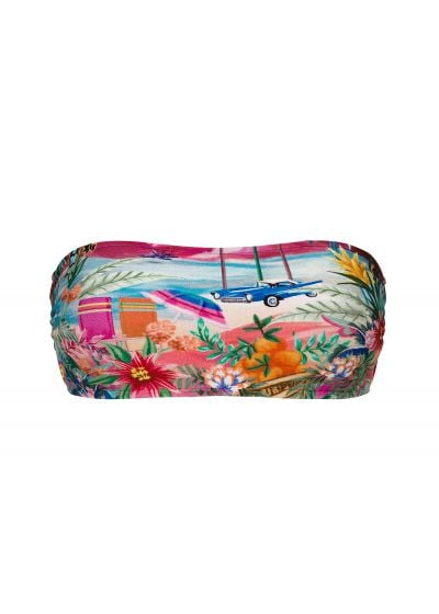 Colorful tropical bandeau bikini top - TOP SUNSET BANDEAU-RETO