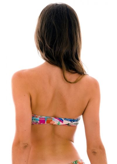 Colorful tropical bandeau bikini top - TOP SUNSET BANDEAU-RETO