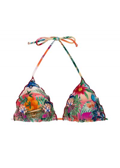 Colorful tropical triangle top with wavy edges - TOP SUNSET TRI
