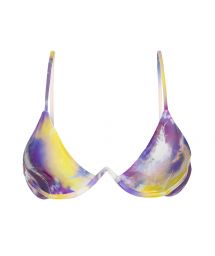 Purple & yellow tie-dye V-underwired bikini top - TOP TIEDYE-PURPLE TRI-ARO