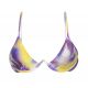 Parte superior de bikini con aros en forma de V en violeta y amarillo con efecto teñido - TOP TIEDYE-PURPLE TRI-ARO