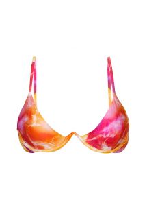 Parte superior de bikini con aros en forma de V rojo/naranja con efecto teñido -TOP TIEDYE-RED TRI-ARO