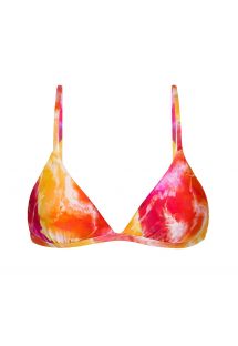 Parte superior de bikini triangular ajustable con efecto teñido en rojo/naranja - TOP TIEDYE-RED TRI-FIXO