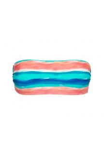 Blauw/koraalkleurige bandeau bikinitop om over het hoofd te trekken - TOP UPBEAT RETO