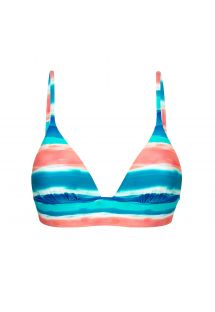 Niebiesko-koralowy przedłużany trójkątny top do bikini - TOP UPBEAT TRI COS