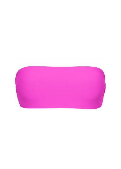 Magenta pink bandeau pull-on bikini top - TOP UV-PINK BANDEAU-RETO