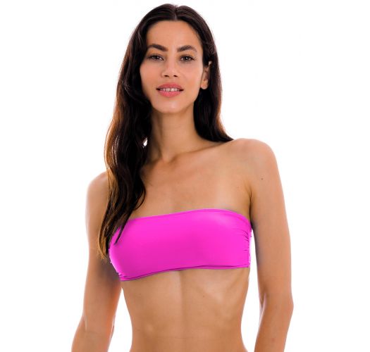 Top de bikini bandeau rosa magenta sin cierre - TOP UV-PINK BANDEAU-RETO