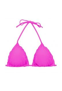 Magenta roze driehoekige bikinitop met golvende randen - TOP UV-PINK TRI