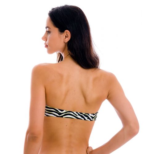 Top de bikini bandeau con estampado atigrado blanco y negro - TOP WILD-BLACK BANDEAU-RETO