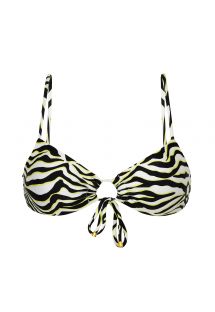 Bustier bikinitop met zwart/witte tijgerprint en geknoopte voorkant - TOP WILD-BLACK MILA