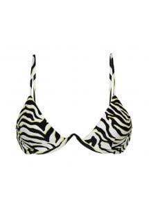 Driehoekige V beugel bikinitop met zwart/witte tijgerprint - TOP WILD-BLACK TRI-ARO