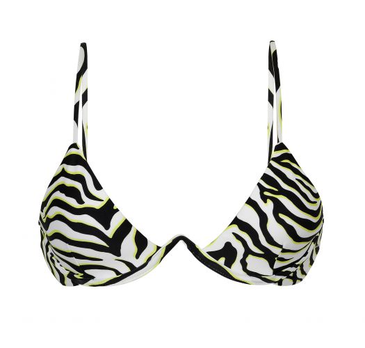 Black & white tabby V-underwired bikini top - TOP WILD-BLACK TRI-ARO