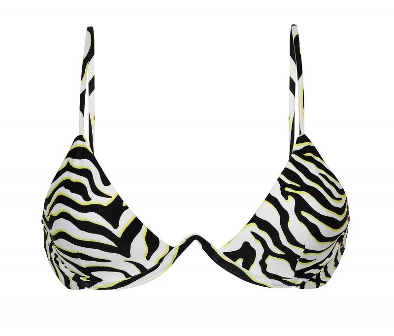 Black & white tabby V-underwired bikini top - TOP WILD-BLACK TRI-ARO