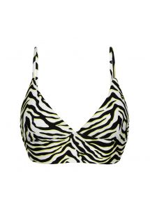Bustier bikinitop met geregen achterzijde en zwart/witte tijgerprint - TOP WILD-BLACK TRI-TANK