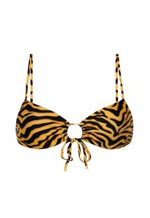 Bustier bikinitop met oranje/zwarte tijgerprint en geknoopte voorkant - TOP WILD-ORANGE MILA
