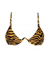 Black & orange tabby V-underwired bikini top - TOP WILD-ORANGE TRI-ARO