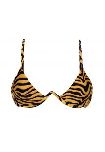 Parte superior de bikini con aros en forma de V, estampado atigrado en negro y naranja - TOP WILD-ORANGE TRI-ARO