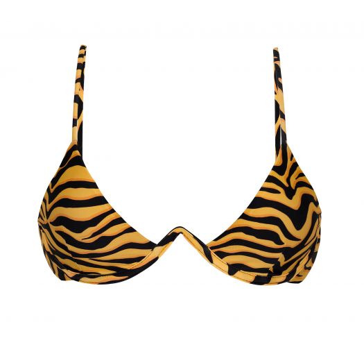Driehoekige V beugel bikinitop met oranje/zwarte tijgerprint - TOP WILD-ORANGE TRI-ARO