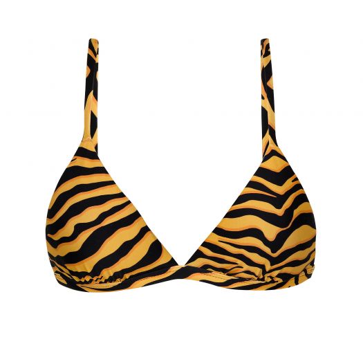Orange & black tiger print triangle top - TOP WILD-ORANGE TRI-FIXO