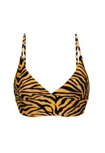 Reggiseno bikini bralette con lacci sul retro tigrato arancione e nero - TOP WILD-ORANGE TRI-TANK