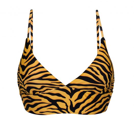 Bustier bikinitop met geregen achterzijde en oranje/zwarte tijgerprint - TOP WILD-ORANGE TRI-TANK