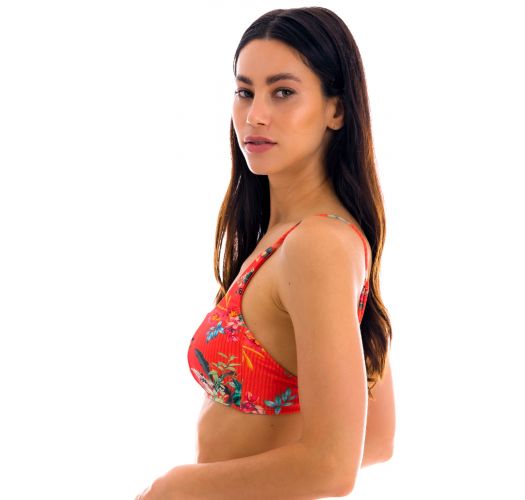 Reggiseno bikini sportivo rosso e stampa floreale - TOP WILDFLOWERS BRA-SPORT