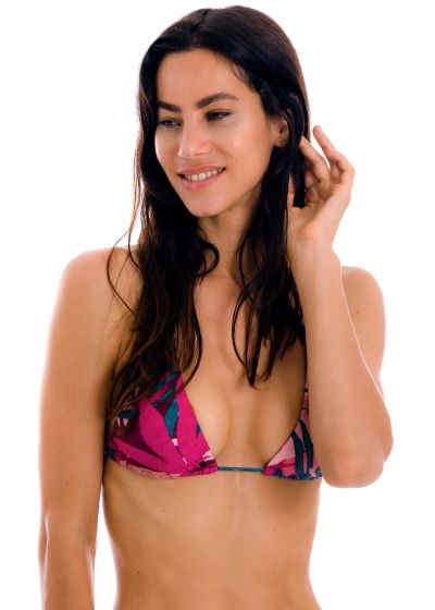 Pink & blue sliding triangle top with leaf print - TOP YUCCA TRI-INV