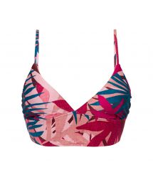 Pink & blue printed bralette top with laced back - TOP YUCCA TRI-TANK