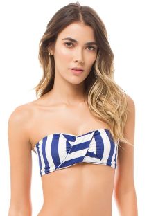 Bandeau bikini top featuring wide navy and white stripes - SOUTIEN BAHIA NAUTICAL