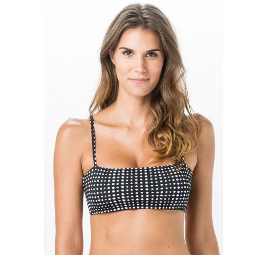 ビキニトップ 白いドット柄が入った黒いブラビキニトップ Top Bandeau Polka ブランド Salinas