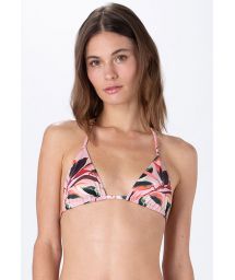 Light pink leaf print sliding triangle top - TOP ROLOTE AMAZONIA