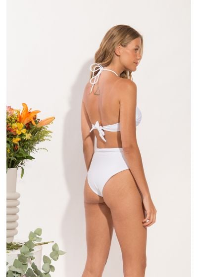 Two Piece Swimwear Set Shimmer-white Twist Belted-high-waist