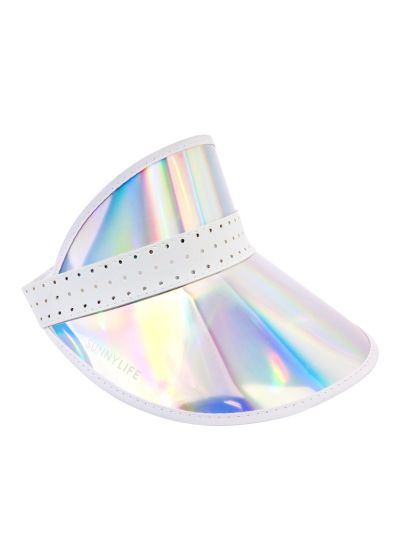 Holographic silver visor with elastic back - RETRO VISOR HOLOGRAPHIC