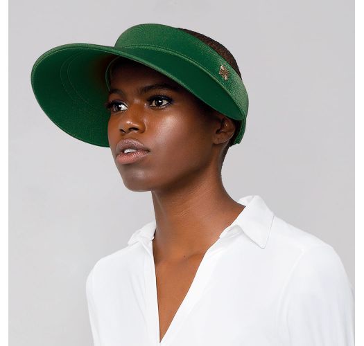 Women's iridescent green visor with elastic back - GRECIA VERDE FOLHA UPF50+