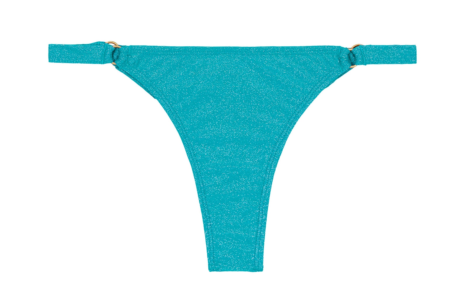 Blue Lurex Thong Bikini Bottom With Ring Detail Calcinha Radiante Azul Sporty Mini
