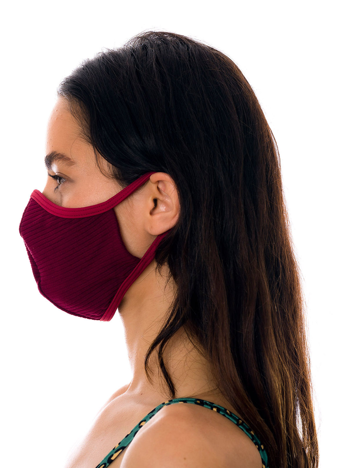 Reusable And Washable Burgundy Textured Fabric Mask - Face Mask Bbs27 - Brazilian Bikini Shop