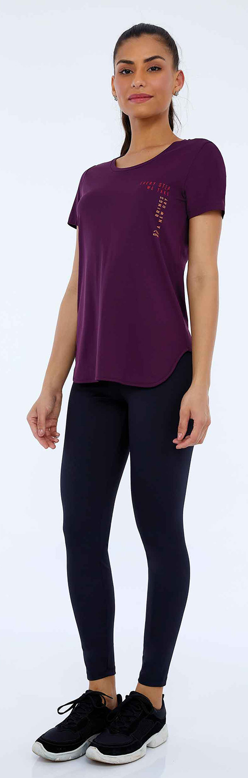 Fitness Top T Shirt Skin Fit Inspiracionais Roxo Brand Alto Giro 