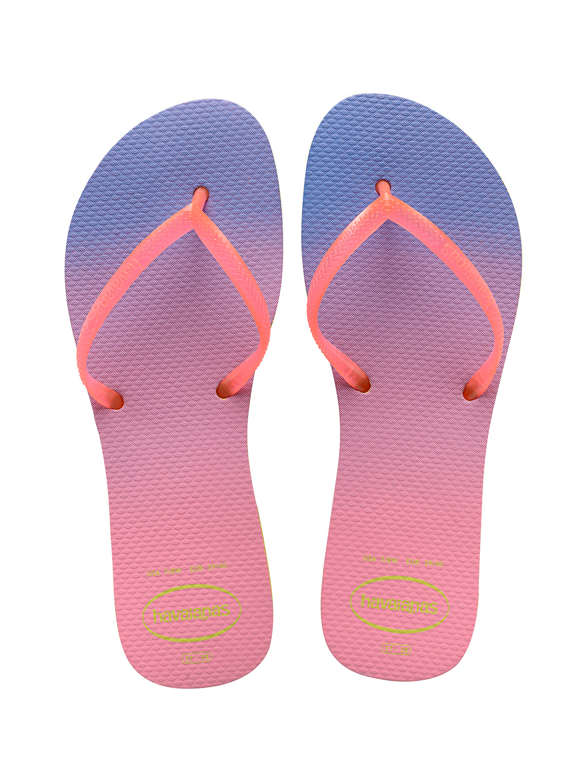 Flip-flops With Short Straps, Shades Of Pink - Flat Sunset Lime Green ...