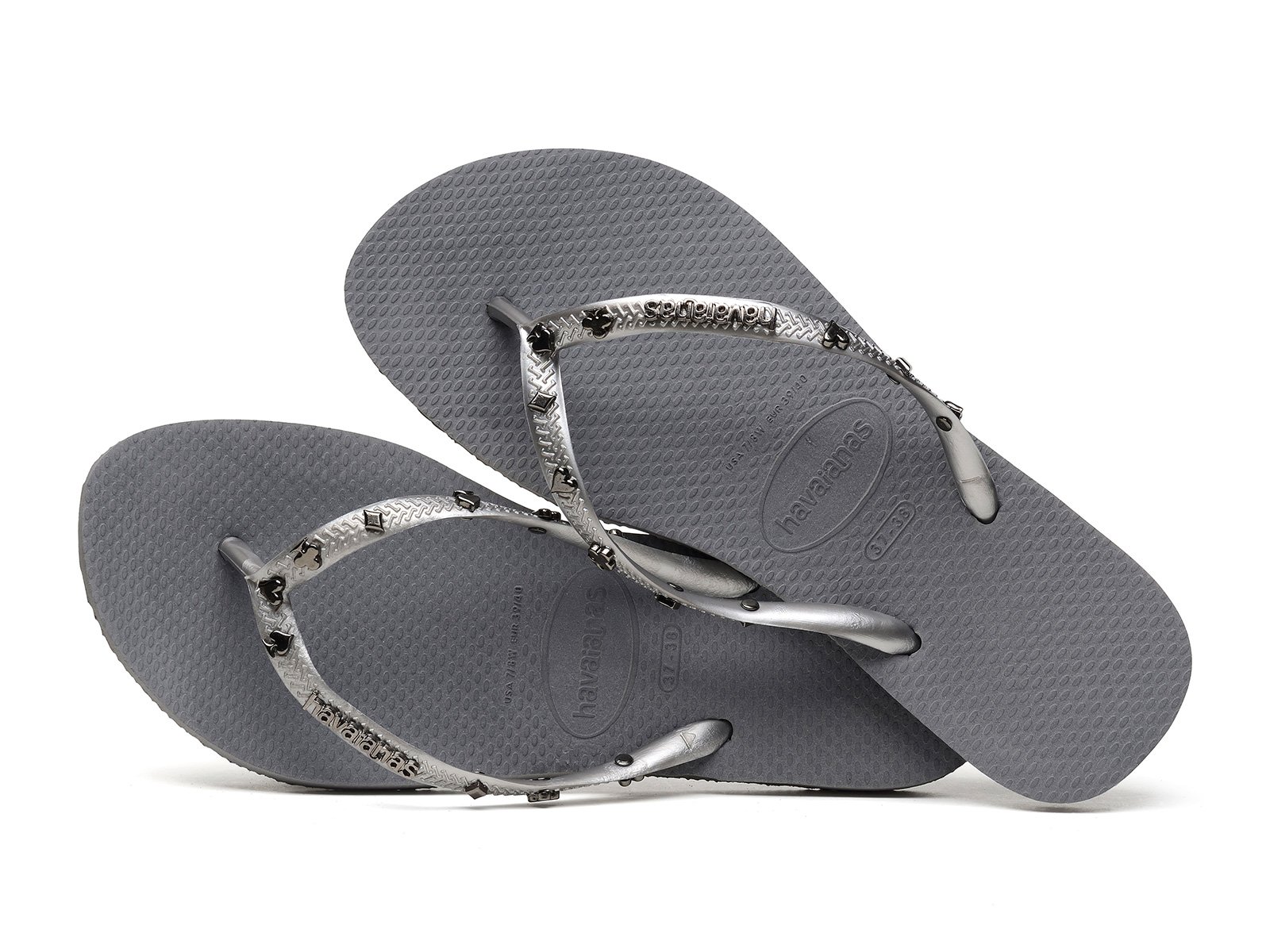 Grey Flip-flops With Silver-coloured 