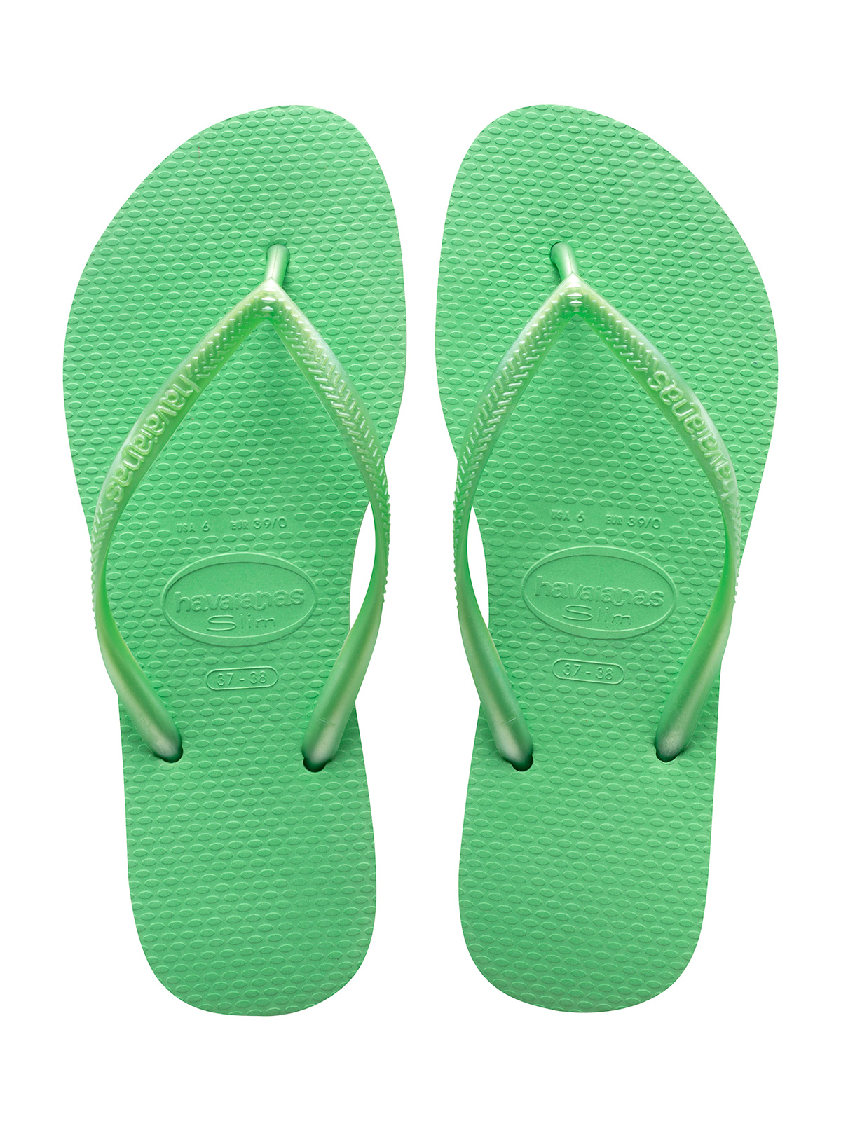 Mint Green And Glossy Effect Straps Havaianas Flip Flops - Slim Pistachio
