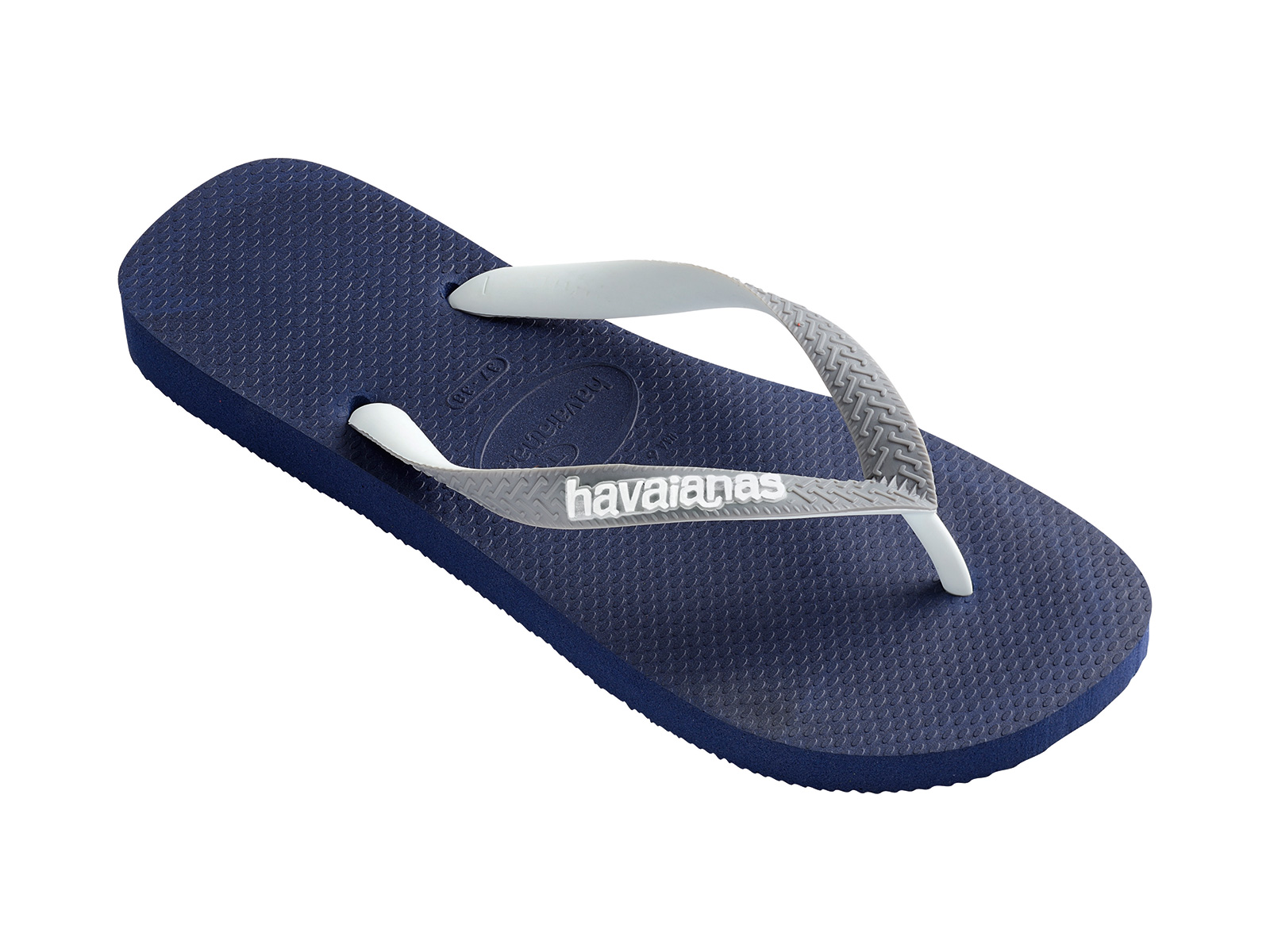 Navy Blue Flip-flops With Bicolour Grey And White Straps - Top Mix Navy ...